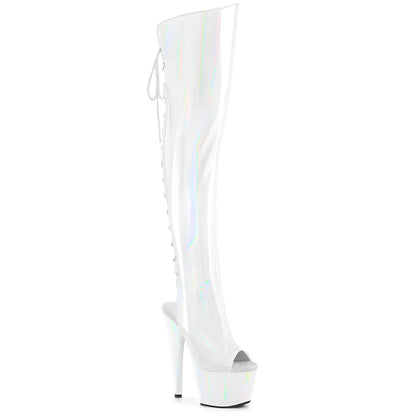 ADORE-3019HWR Pleaser White 7 Inch Pole Dance Thigh Boots