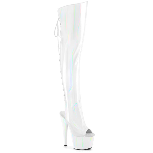 ADORE-3019HWR Pleaser White 7 Inch Pole Dance Thigh Boots