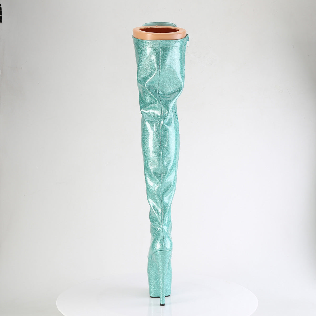ADORE-3020GP Pleaser Aqua Glitter 7 Inch Exotic Dancer Thigh Boots