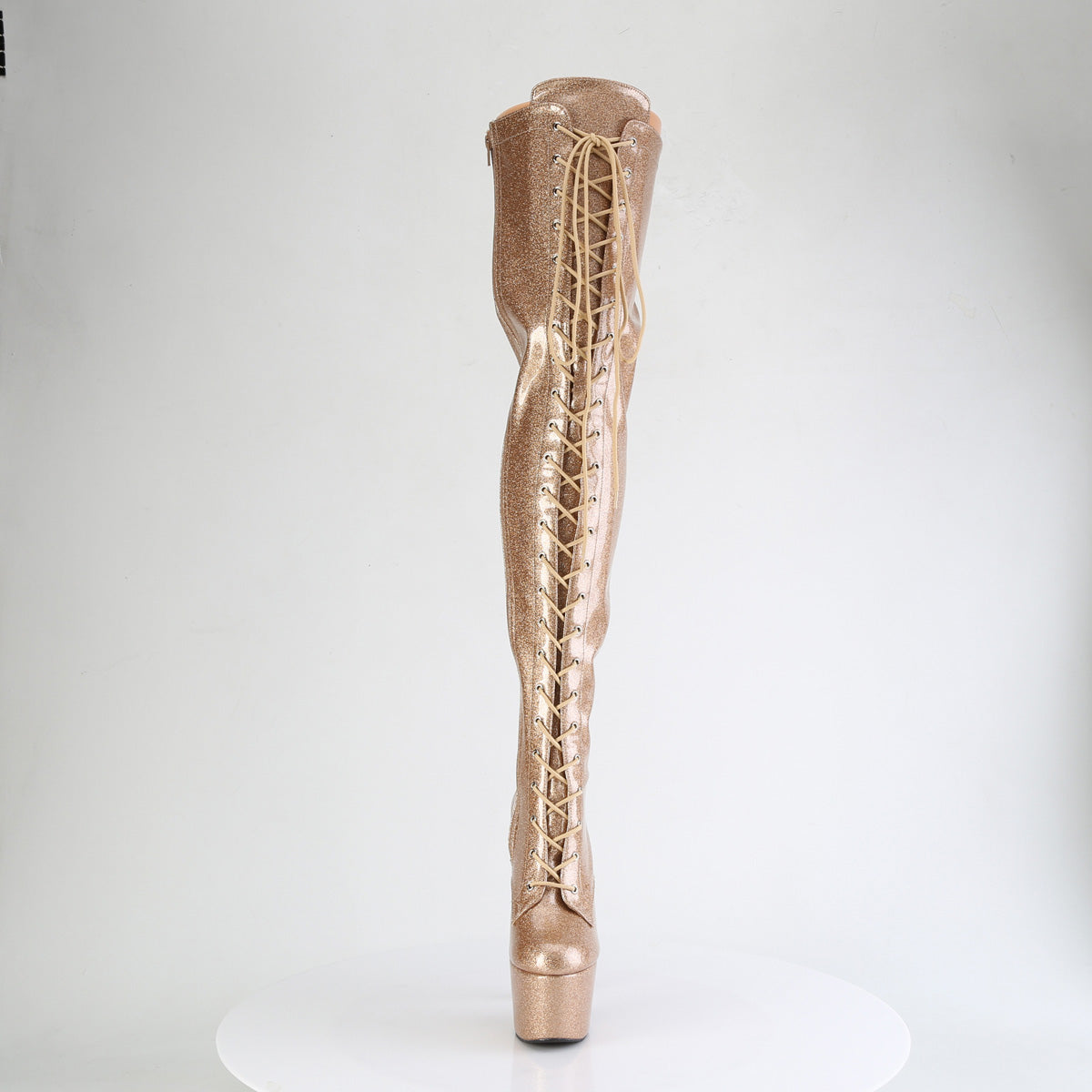 ADORE-3020GP Pleaser Gold Glitter 7 Inch Pole Dancer Thigh Boots
