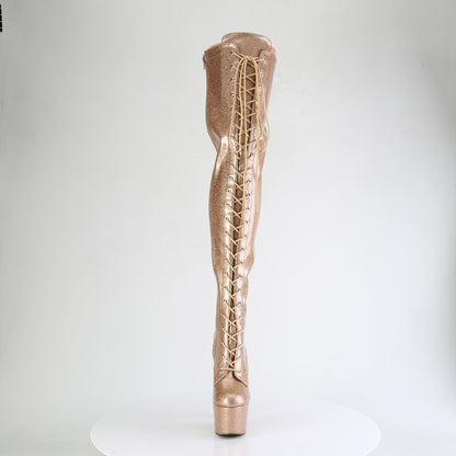 ADORE-3020GP Pleaser Gold Glitter 7 Inch Pole Dancer Thigh Boots