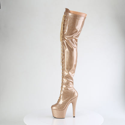 ADORE-3020GP Pleaser Gold Glitter 7 Inch Pole Dancer Thigh Boots