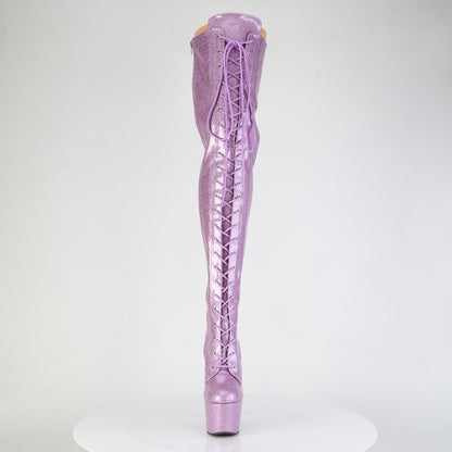 ADORE-3020GP Pleaser Lilac Glitter 7 Inch Pole Dancing Thigh Boots