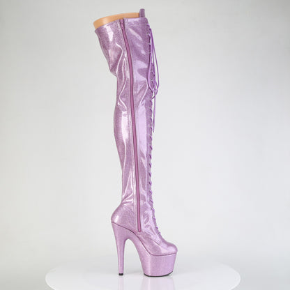 ADORE-3020GP Pleaser Lilac Glitter 7 Inch Pole Dancing Thigh Boots
