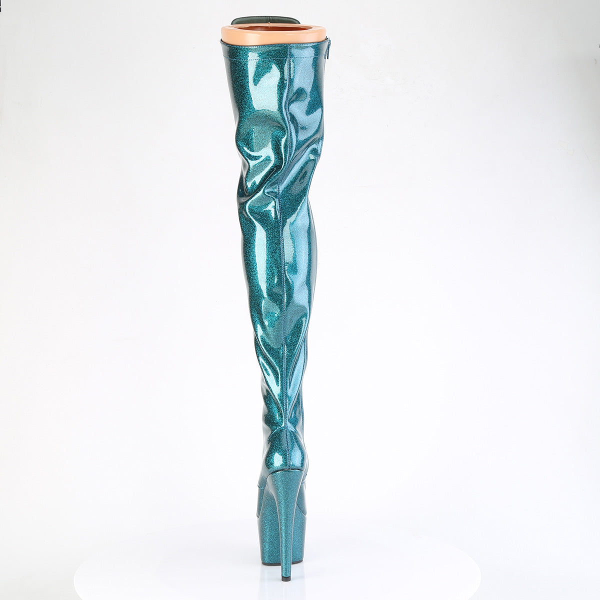 ADORE-3020GP Pleaser Teal Glitter 7 Inch Fetish Thigh Boots