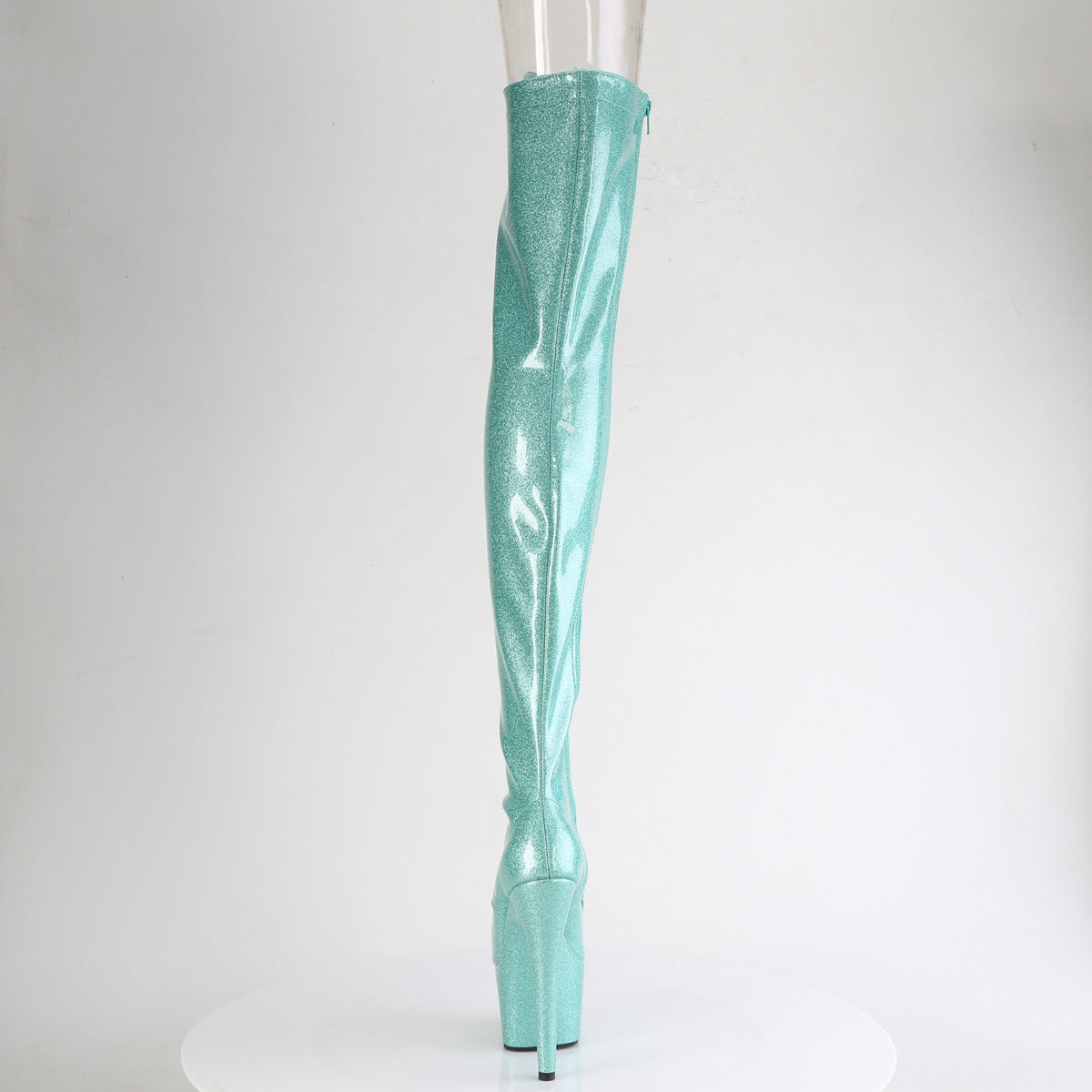 ADORE-3021GP Pleaser Aqua Glitter 7 Inch Exotic Platform Thigh Boots