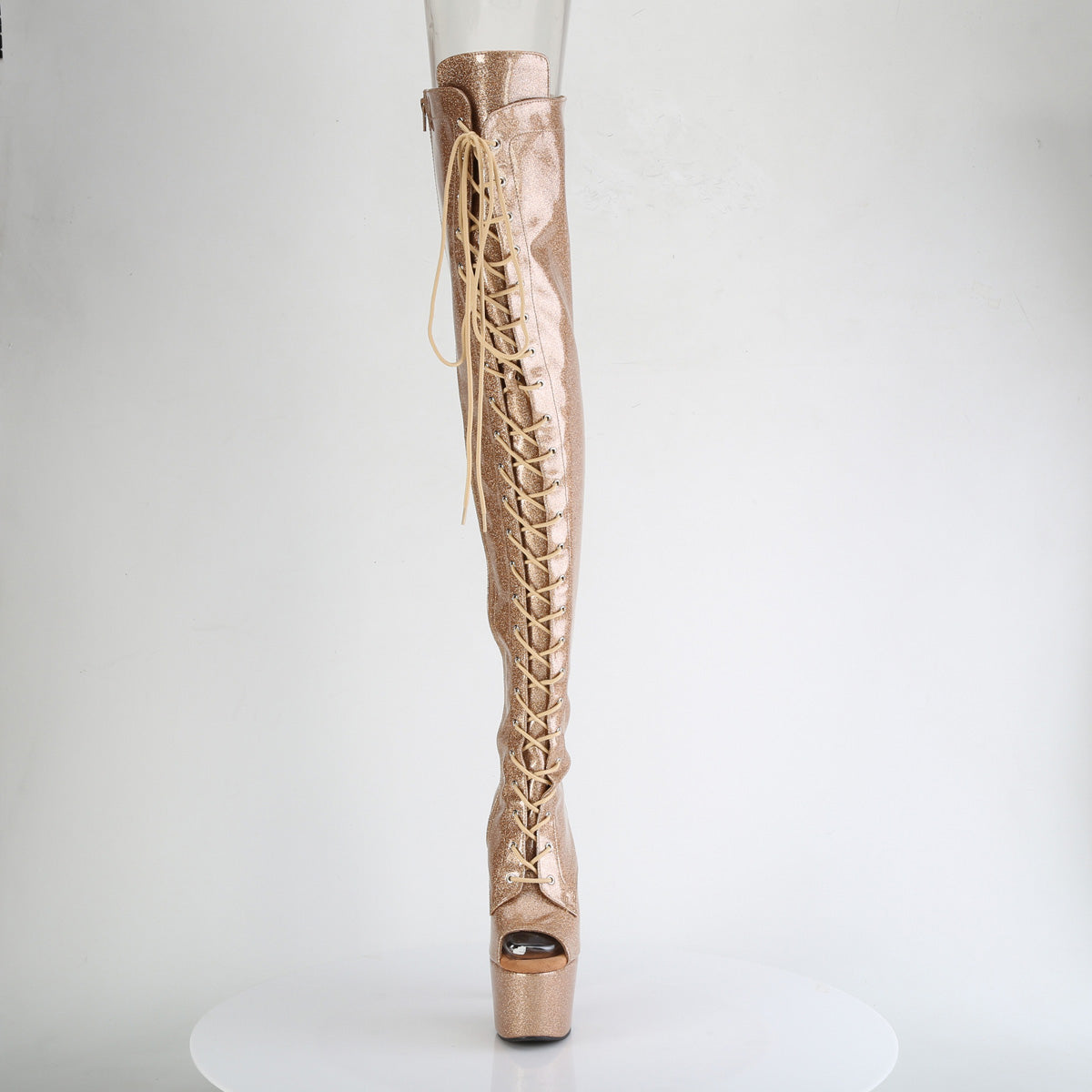 ADORE-3021GP Pleaser Gold Glitter 7 Inch Exotic Dancer Thigh Boots