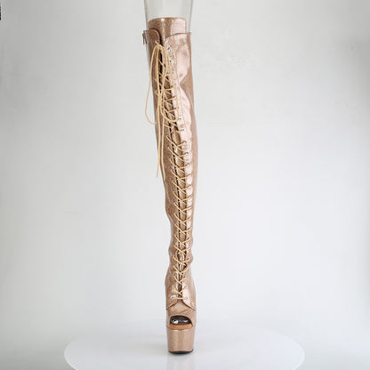 ADORE-3021GP Pleaser Gold Glitter 7 Inch Exotic Dancer Thigh Boots