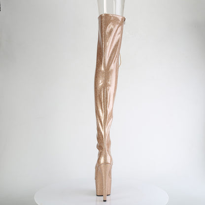 ADORE-3021GP Pleaser Gold Glitter 7 Inch Exotic Dancer Thigh Boots