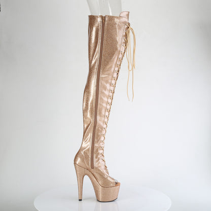 ADORE-3021GP Pleaser Gold Glitter 7 Inch Exotic Dancer Thigh Boots