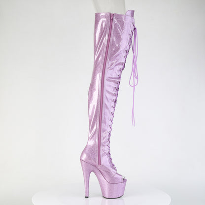 ADORE-3021GP Pleaser Lilac Glitter 7 Inch Pole Dancing Thigh Boots