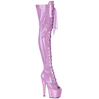 ADORE-3021GP Pleaser Lilac Glitter 7 Inch Pole Dancing Thigh Boots