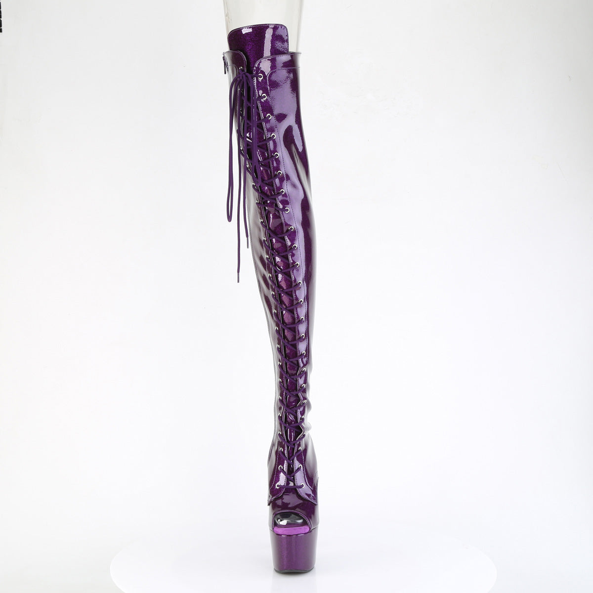 ADORE-3021GP Pleaser Purple Glitter 7 Inch Pole Dancer Thigh Boots