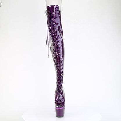 ADORE-3021GP Pleaser Purple Glitter 7 Inch Pole Dancer Thigh Boots