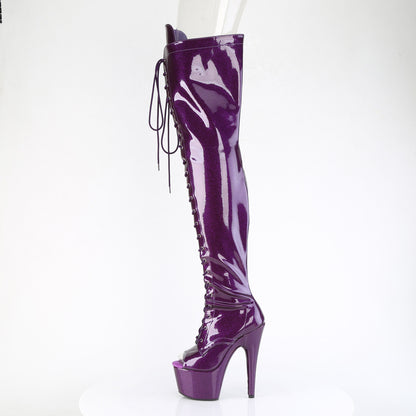 ADORE-3021GP Pleaser Purple Glitter 7 Inch Pole Dancer Thigh Boots