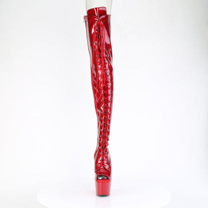 ADORE-3021GP Pleaser Red Glitter 7 Inch Exotic Dancer Thigh Boots