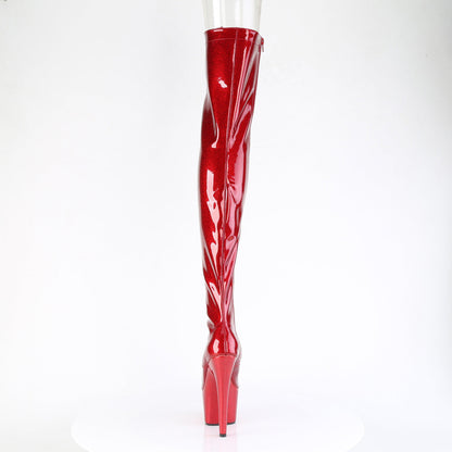 ADORE-3021GP Pleaser Red Glitter 7 Inch Exotic Dancer Thigh Boots