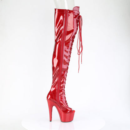 ADORE-3021GP Pleaser Red Glitter 7 Inch Exotic Dancer Thigh Boots