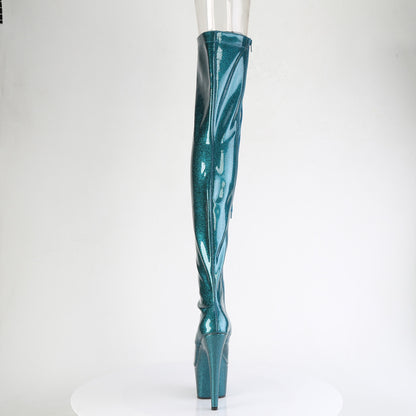 ADORE-3021GP Pleaser Teal Glitter 7 Inch Pole Dance Thigh Boots