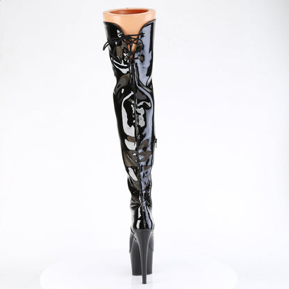 ADORE-3022 Pleaser Black Patent 7 Inch Fetish Platform Thigh Boots
