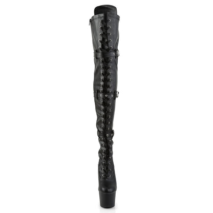 ADORE-3028 Pleaser Black Faux Leather 7 Inch Erotic Platform Thigh Boots