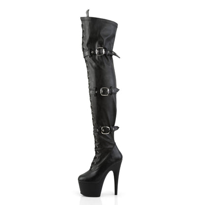 ADORE-3028 Pleaser Black Faux Leather 7 Inch Erotic Platform Thigh Boots