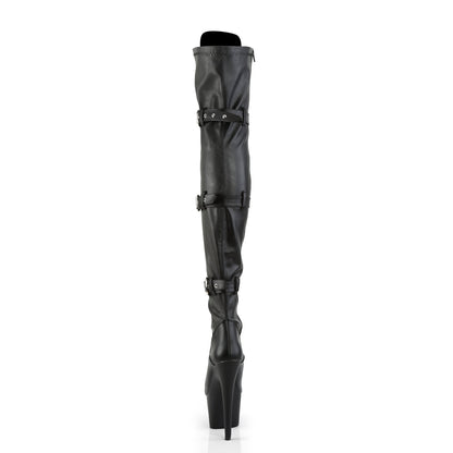 ADORE-3028 Pleaser Black Faux Leather 7 Inch Erotic Platform Thigh Boots
