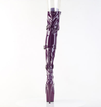 Pleaser ADORE-3028 Purple Lace-Up Platform Thigh High Boots - 7 Inch Heels