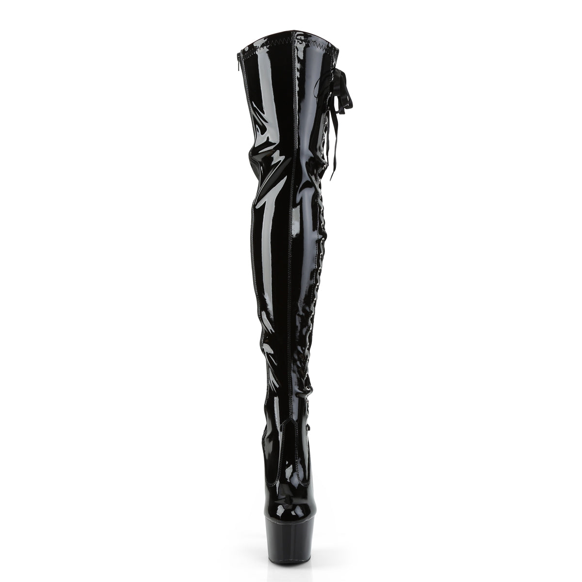 ADORE-3050 Pleaser Black Patent 7 Inch Pole Dancing Thigh Boots