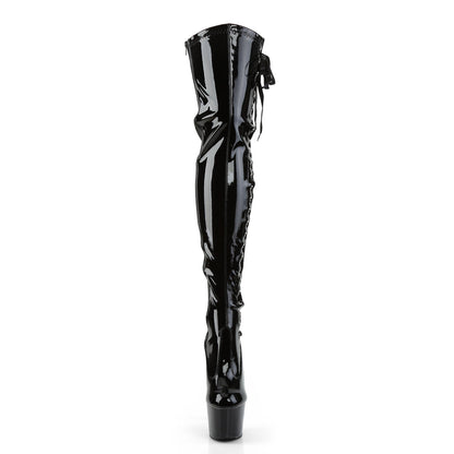 ADORE-3050 Pleaser Black Patent 7 Inch Pole Dancing Thigh Boots