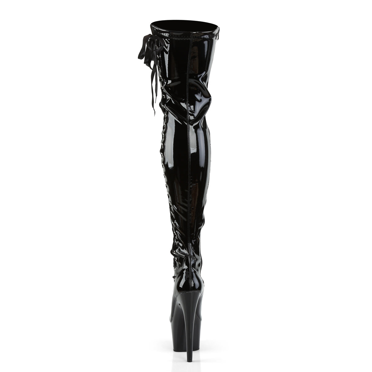 ADORE-3050 Pleaser Black Patent 7 Inch Pole Dancing Thigh Boots
