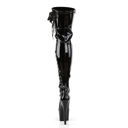 ADORE-3050 Pleaser Black Patent 7 Inch Pole Dancing Thigh Boots