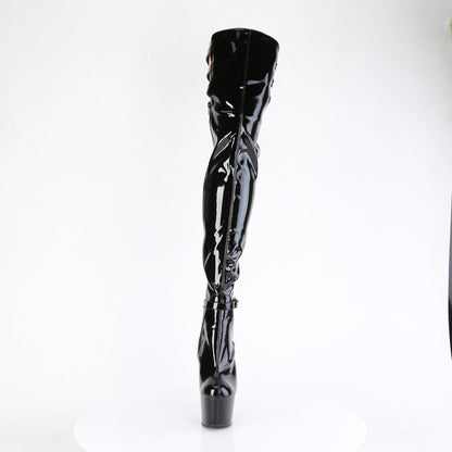 ADORE-3055 Pleaser Black Patent 7 Inch Exotic Dance Thigh Boots