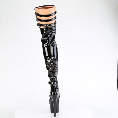 ADORE-3055 Pleaser Black Patent 7 Inch Exotic Dance Thigh Boots