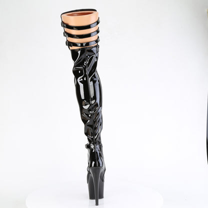Pleaser ADORE-3055 Black Platform Thigh High Boots - 7 Inch Heels