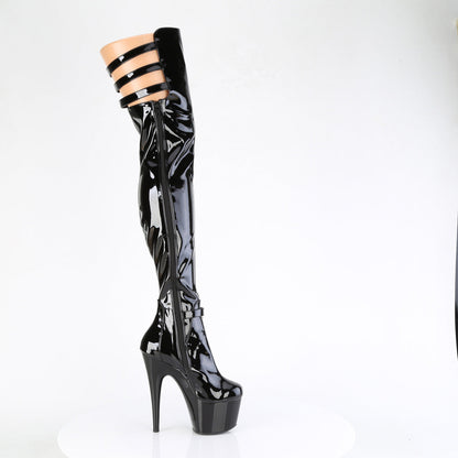 ADORE-3055 Pleaser Black Patent 7 Inch Exotic Dance Thigh Boots