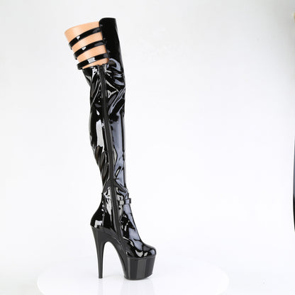 Pleaser ADORE-3055 Black Platform Thigh High Boots - 7 Inch Heels
