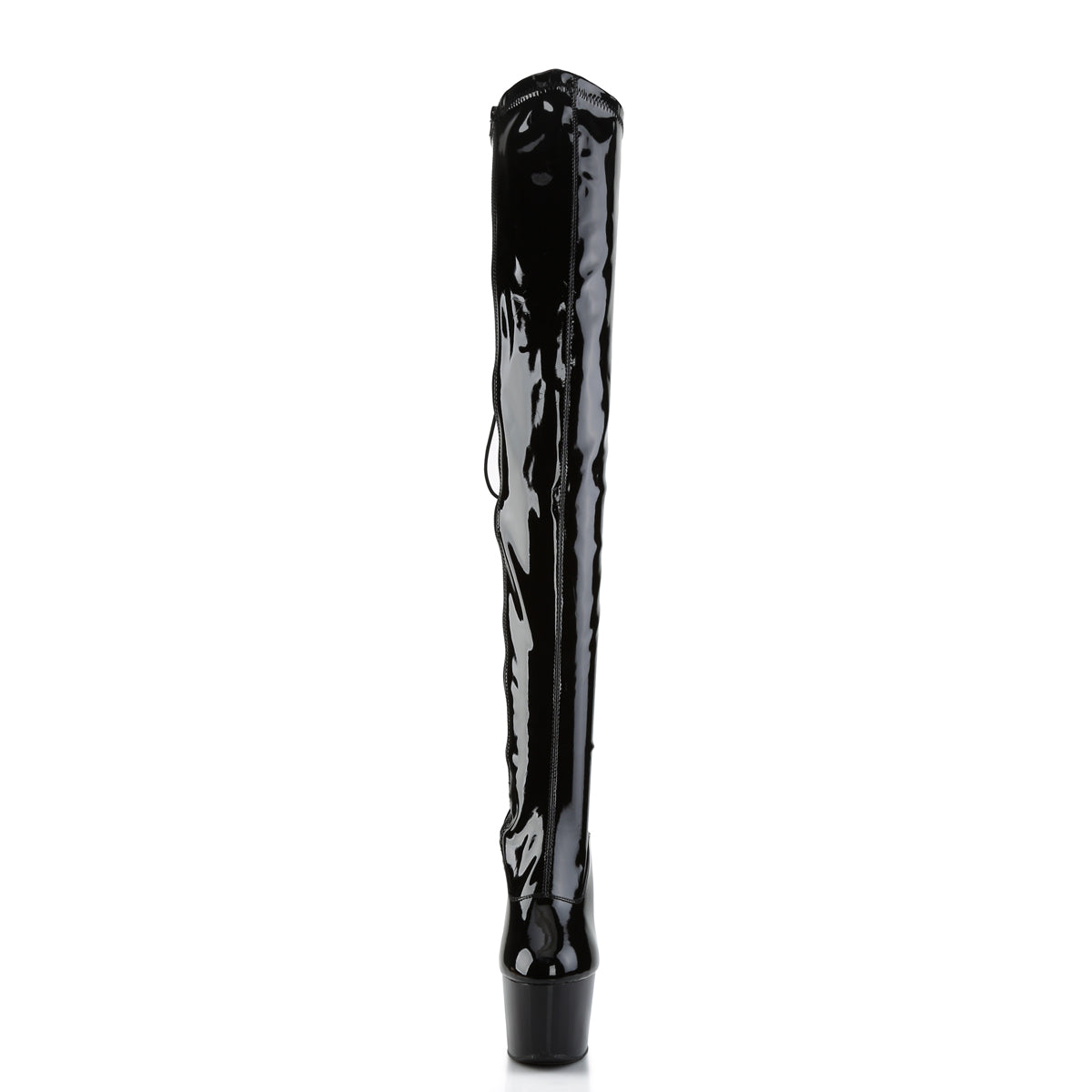 ADORE-3063 Pleaser Black Patent 7 Inch Exotic Dancing Thigh Boots
