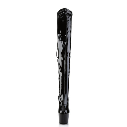 ADORE-3063 Pleaser Black Patent 7 Inch Exotic Dancing Thigh Boots
