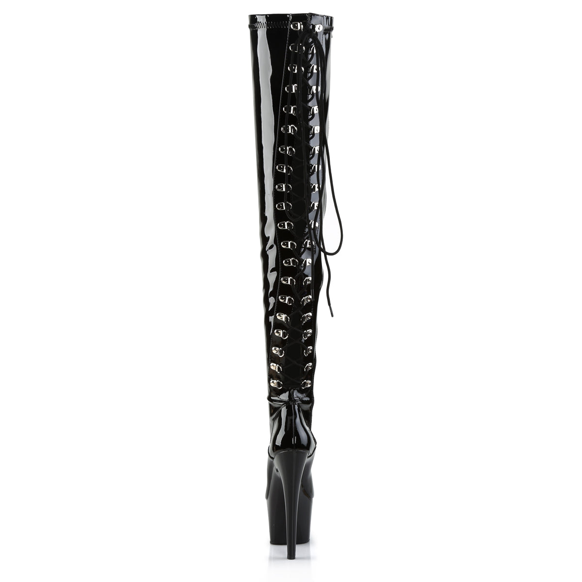 ADORE-3063 Pleaser Black Patent 7 Inch Exotic Dancing Thigh Boots