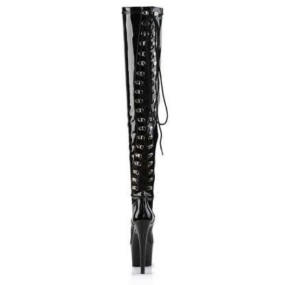 ADORE-3063 Pleaser Black Patent 7 Inch Exotic Dancing Thigh Boots