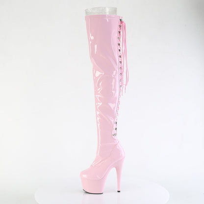 ADORE-3063 Pleaser Baby Pink 7 Inch Fetish Platform Thigh Boots