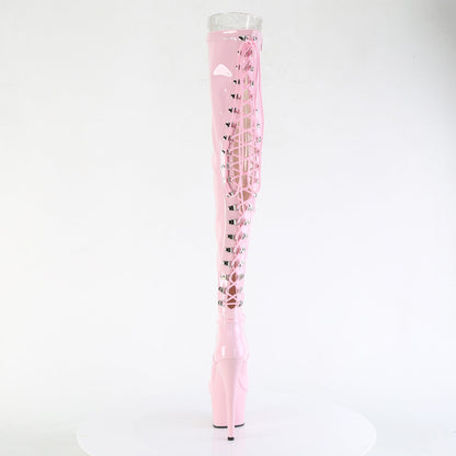 ADORE-3063 Pleaser Baby Pink 7 Inch Fetish Platform Thigh Boots