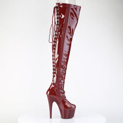 ADORE-3063 Pleaser Burgundy 7 Inch Pole Dance Thigh Boots