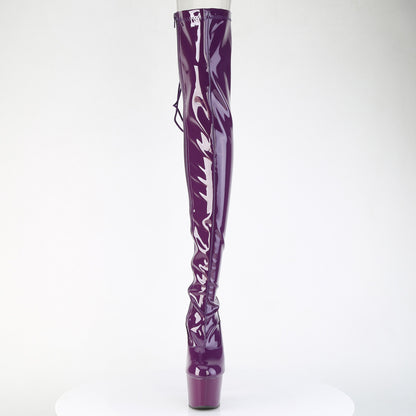 Pleaser ADORE-3063 Purple Lace-Up Platform Thigh High Boots - 7 Inch Heels