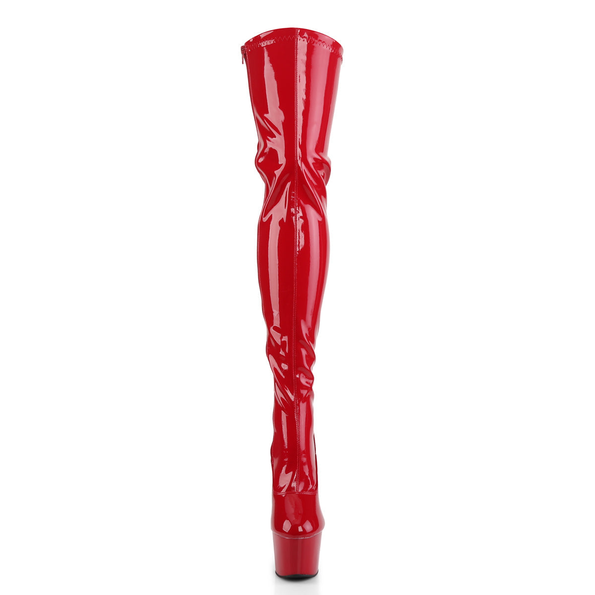ADORE-3063 Pleasers 7 Inch Heel Red Pole Dancing Kinky Thigh High Boots