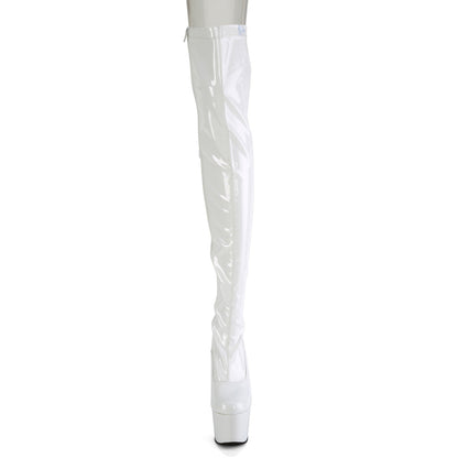 ADORE-3063 Pleaser White 7 Inch Lap Dance Thigh Boots