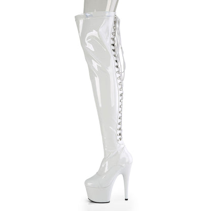 ADORE-3063 Pleaser White 7 Inch Lap Dance Thigh Boots