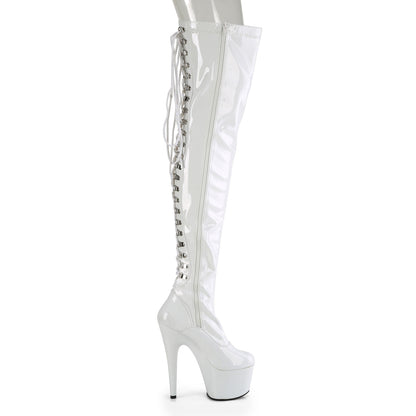 ADORE-3063 Pleaser White 7 Inch Lap Dance Thigh Boots