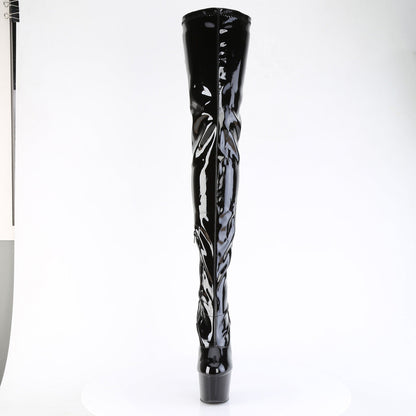 ADORE-4000SLT Pleaser Black Patent 7 Inch Pole Dancer Crotch Highs
